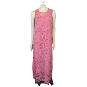 ISAAC MIZRAHI Lace Overlay Formal Maxi Dress in Dusty Pink SZ L